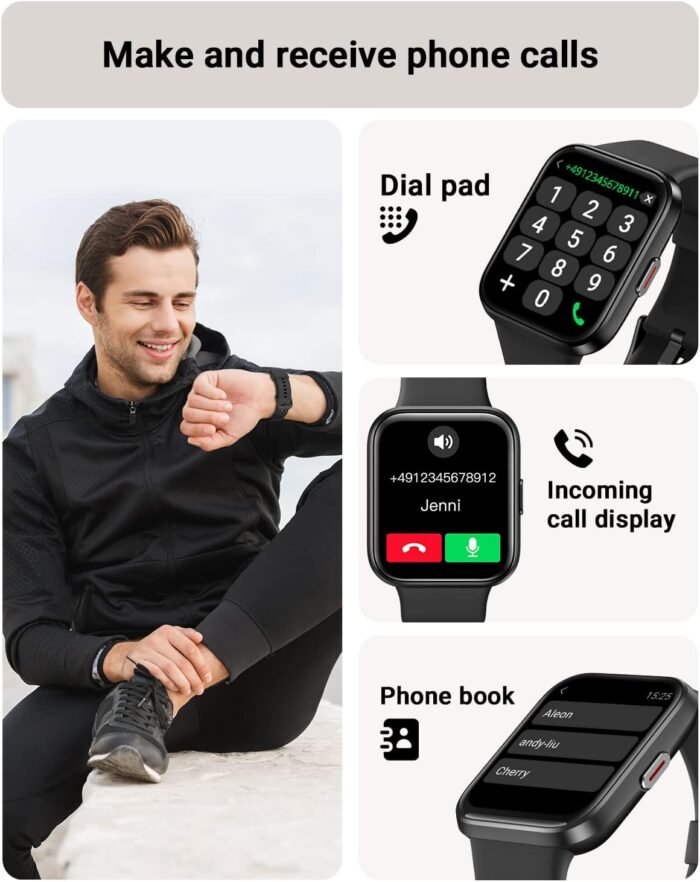 Smart Watch for Men Android & iPhone, Alexa Built-in, 1.8" Touch Screen Fitness Tracker with Answer/Make Calls, IP68 Waterproof Heart Rate/Sleep/SpO2 Monitor, Pedometer, 100+ Sport Modes - Image 3