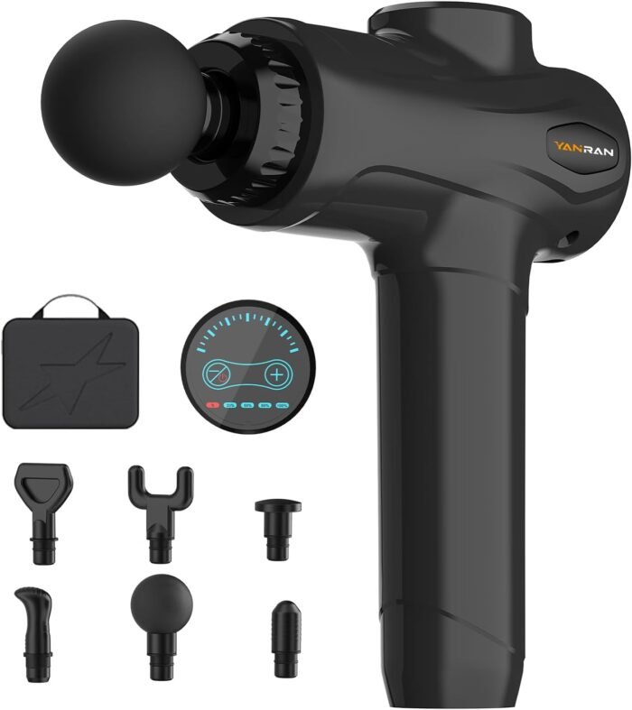 Deep Tissue Massage Gun Portable, Percussion Massage Gun with 7 Levels & 6 Massage Heads, Electric Massager for Muscles Pain Relief, Gifts for Men Women Athletes for Sports and Relaxation - Image 2