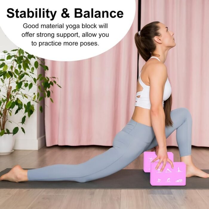 2 Yoga Block and Yoga Strap Set, FHDUSRYO High Density EVA Foam Blocks, Non-slip Yoga Bricks with 6ft Strap, Supportive Latex-Free Yoga Block Kit to Improve Balance and Flexibility - Image 6