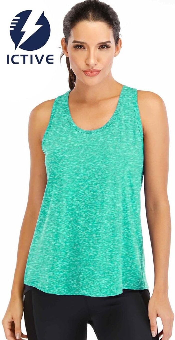 ICTIVE Workout Tops for Women Loose Fit Racerback Mesh Backless Muscle Tank Running Shirts - Image 3