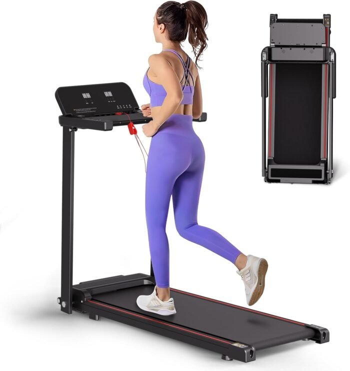 Foldable Treadmill with Handles Treadmills for Home Small Spaces 3HP Folding Treadmills Walking Pad Treadmill with Handle Bar Quiet Walking Machine, 300LBS Capacity, Portable Small Home Gym (Black) - Image 2