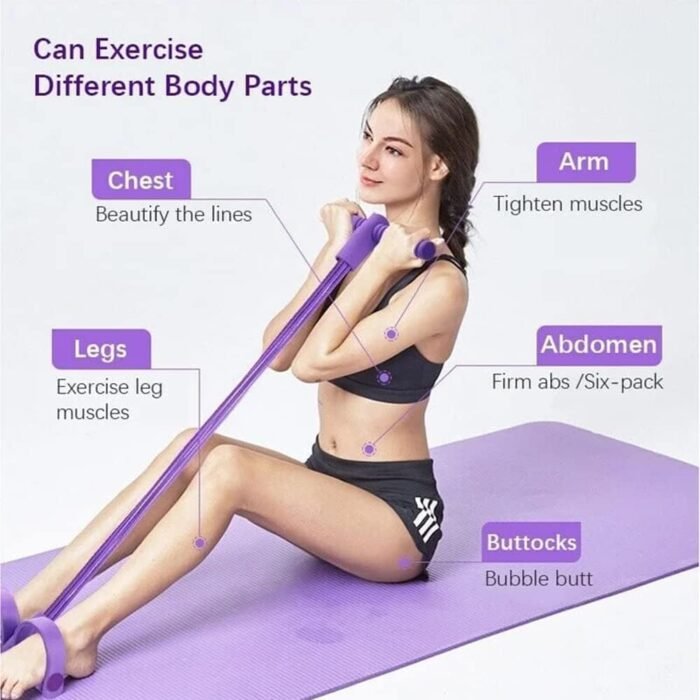21 Fitness Resistance Bands - 4 Tube Pedal Ankle Puller, Yoga Handle Bands Exerciser Multifunction Trainer Tension Rope for Body, Abdomen, Waist, Arm, Tummy Exercise Stretching Training ( Color : Ash - Image 3