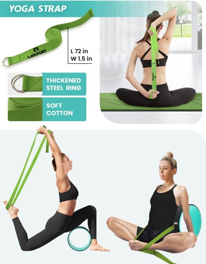 Yoga Wheel Set 9 in 1, Yoga Starter Kit for Beginner, Back Roller for Pain Relief & Deep Tissue Massage, Stretching, Improving Backbends, Size 13'' - Image 7