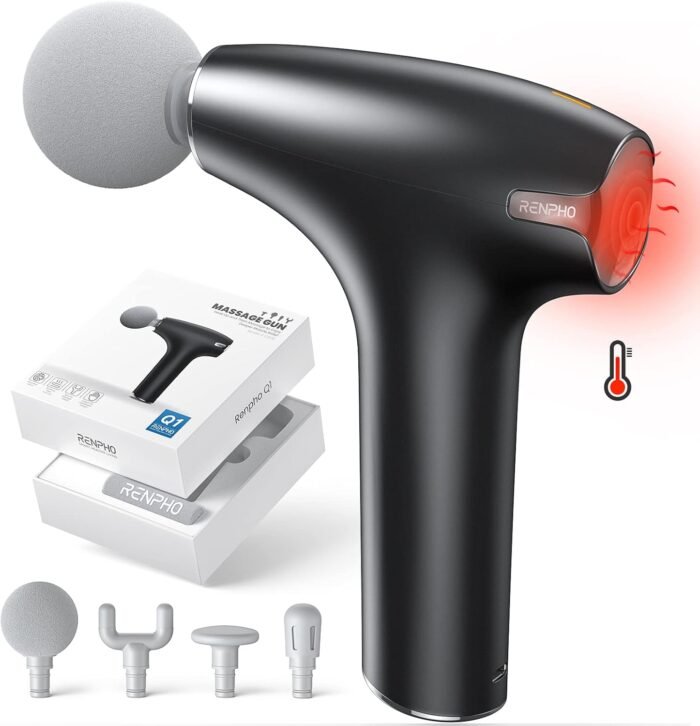 RENPHO Mini Massage Gun with Heat, FSA HSA Eligible Portable Percussion Handheld Muscle Massager, Compact Size for On-The-Go, Gifts for Men and Women - Image 2