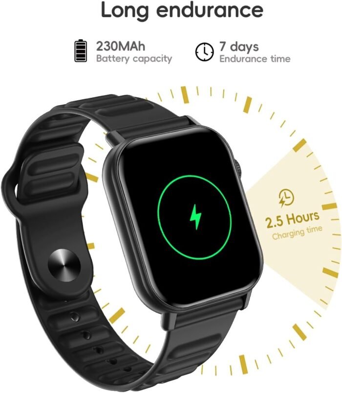 Smart Watch Sports Pedometer Fitness Tracker, Bluetooth Call Heart Rate/Blood Oxygen/Sleep Monitor, 100 Sports Modes Waterproof for iOS Android Men's Women's Smart Watch (Black) - Image 7