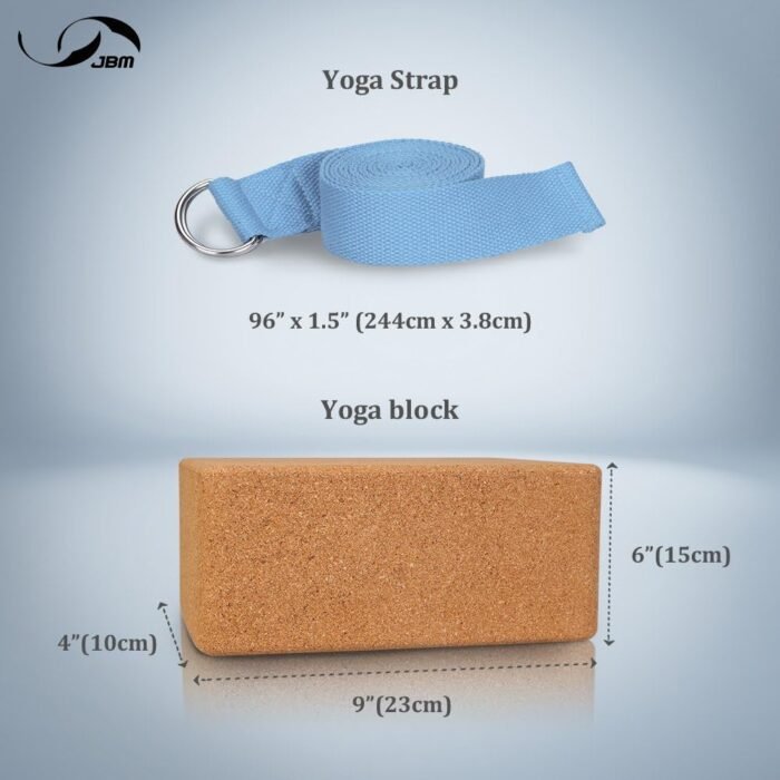 JBM 2 Pack Yoga Blocks with Strap Cork Yoga Block Yoga Brick, Heavy-duty Cork Yoga Block to Support and Deepen Poses - Image 7