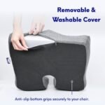 C CUSHION LAB Patented Pressure Relief Seat Cushion for Long Sitting Hours on Office/Home Chair, Car, Wheelchair - Extra-Dense Memory Foam for Hip, Tailbone, Coccyx, Sciatica - Light Grey - Image 8