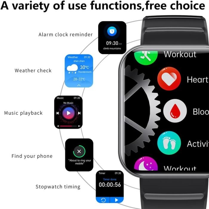 Smart Watch Smartwatch Activity Tracker 2024 Fashion Bluetooth Sports Watch for iOS Android Phones with Sleep/Blood Pressure/Health Monitor/Pedometer IP67 Waterproof - Image 7