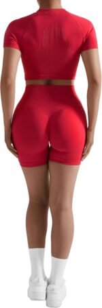 RXRXCOCO Hidden Scrunch Butt Workout Sets for Women 2 Piece Crop Tops Seamless Booty Shorts Matching Gym Yoga Outfits - Image 5