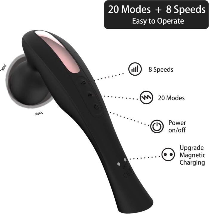 Handheld Cordless Electric Shoulders & Neck Back Massage Tools-20 Vibration Modes and 8 Speeds-Full Body Muscle Tissue Massager-Waterproof & Portable for Muscle Pain Relief & Fatigue.(Black) - Image 4