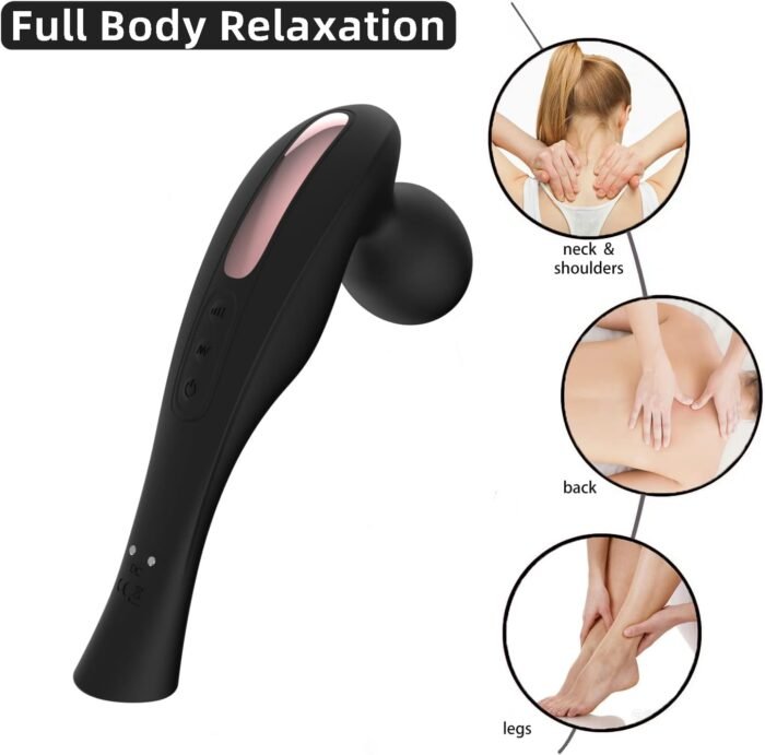 Handheld Cordless Electric Shoulders & Neck Back Massage Tools-20 Vibration Modes and 8 Speeds-Full Body Muscle Tissue Massager-Waterproof & Portable for Muscle Pain Relief & Fatigue.(Black) - Image 5