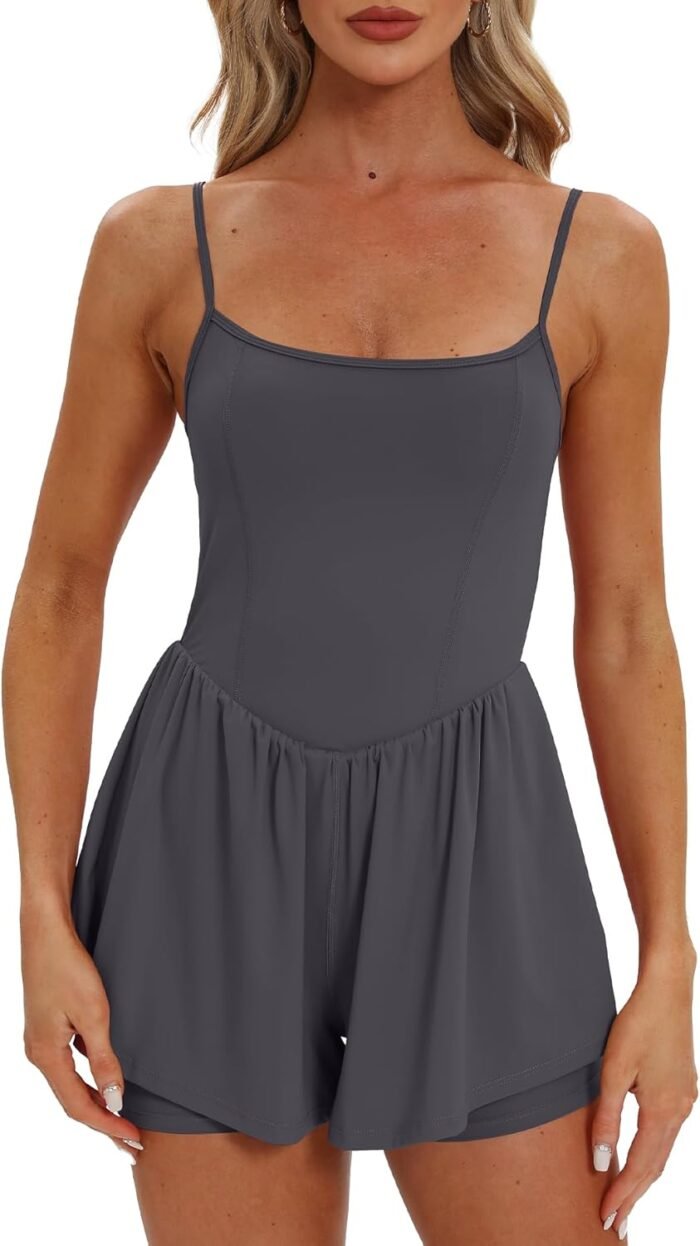 Beaully Women's Summer Sleeveless Rompers Spaghetti Strap Double Lined Shorts Jumpsuit One Piece Outfits - Image 2