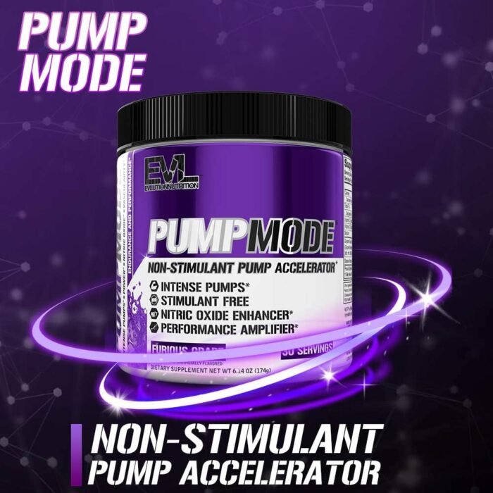EVL PumpMode Nitric Oxide Supplement - Nitric Oxide Booster Pump Pre Workout Powder with Glycerol and Betaine for Muscle Recovery Growth and Endurance - Stim Free Pre Workout Drink (Furious Grape) - Image 8