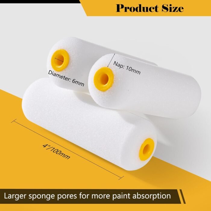 Mister Rui Foam Paint Rollers, 10 Pack 4 Inch Paint Rollers, Mini Paint Roller, High Absorption Foam Paint Roller 4 Inch, Small Foam Paint Rollers, 4 Inch Foam Rollers for House Painting - Image 5