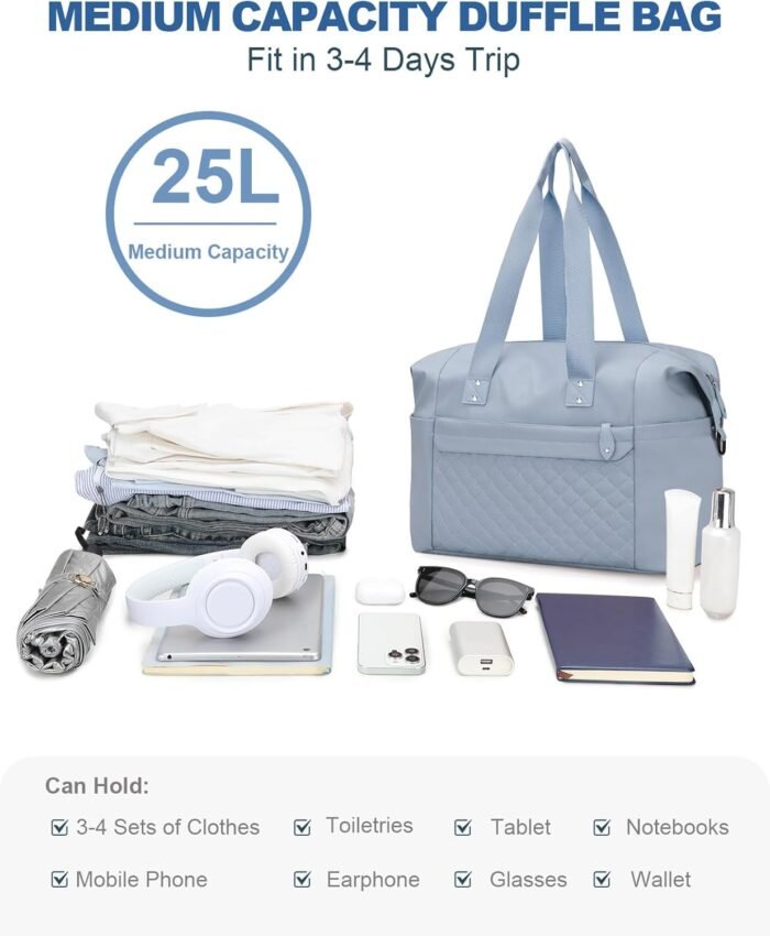 Travel Duffle Bag, Waterproof Weekender Overnight Hospital Bags for Women Men with Toiletry Bag Lightweight Carry on Personal Item Duffle Gym Bag for Travel, Airplanes, Sports - Image 6