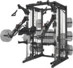 Commercial Smith Machine with Smith Bar, 4000LBS Power Cage Squat Rack with Lever Arm, Leg Press, LAT Pull Down System, Multi-Function Linear Bearing Cable Crossover Machine for Home Gym - Image 2