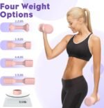 Adjustable Dumbbell Set of 2, 11Lb/Pair Weights Dumbbells for Women, Each 2.2lb, 3.3lb, 4.4lb, 5.5lb Hand Weights Set for Home Gym Fitness Training - Image 3