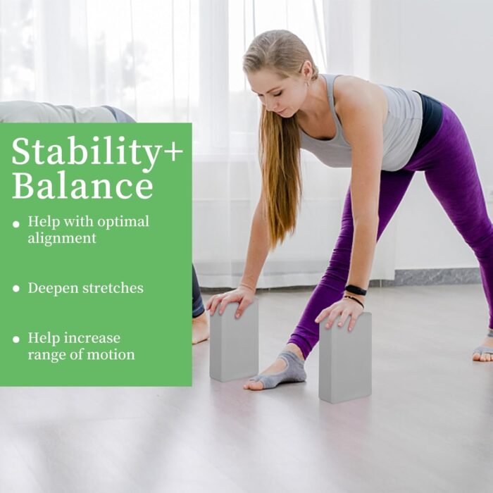 Yoga Blocks 2 Pack - Premium EVA Foam for Yoga, Pilates, Meditation, and Stretching - Non-Slip Lightweight Durable Bricks for Improving Poses and Balance - Image 3