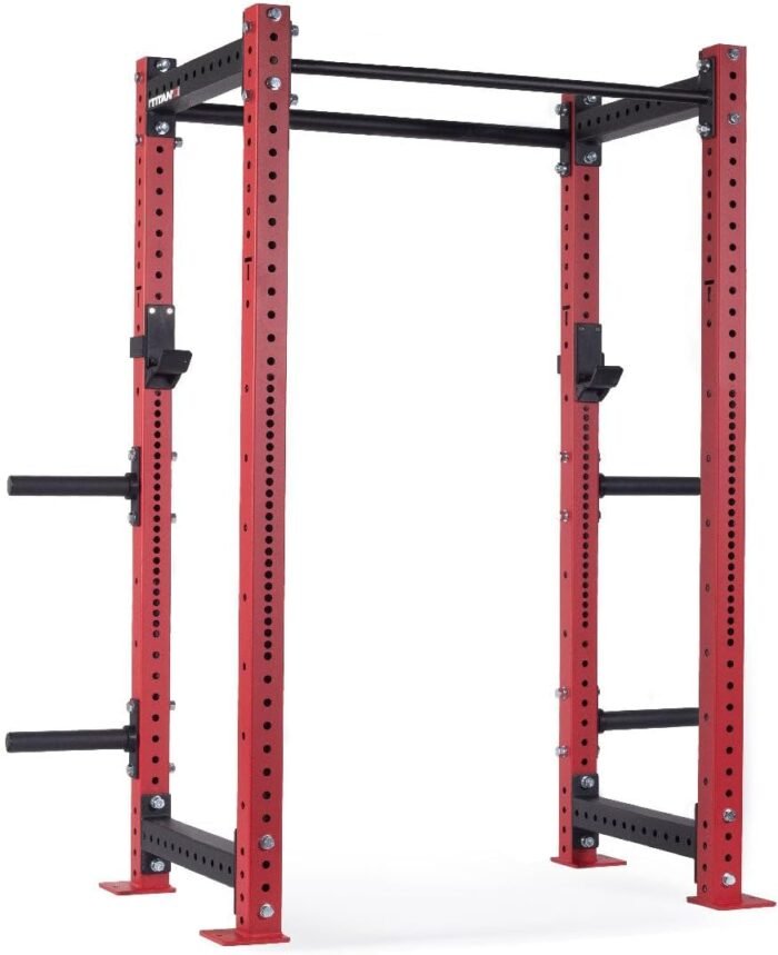 Titan Fitness X-3 Series 80" Red Bolt-Down Power Rack, 24" Depth, Rackable 1650 LB Cage, 1.25" and 2" Pull Up Bars, Standard J-Hooks, Weight Plate Holders, Weightlifting and Strength Training - Image 2