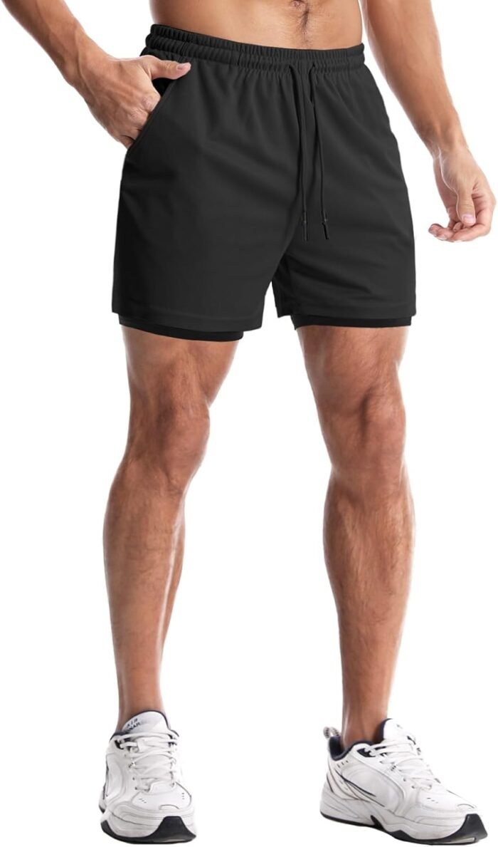 Aolesy Men's Gym Shorts with Liner - 5” Lightweight Running Shorts Mesh Workout Athletic Shorts with 5 Pockets - Image 4