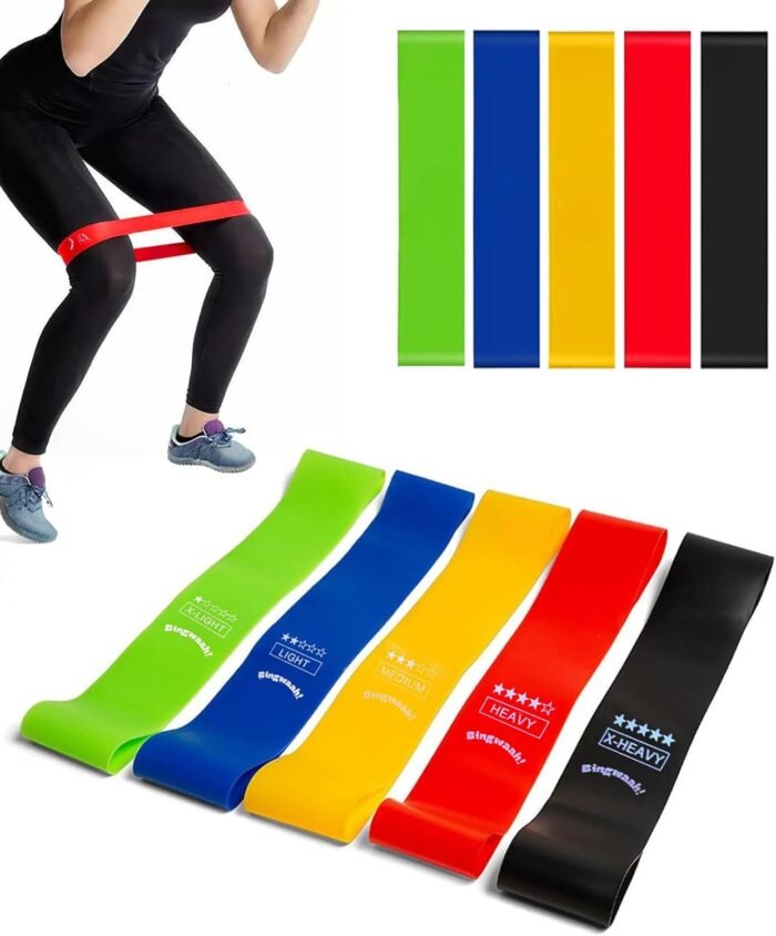 Bingwaah Mini Loop Resistance Bands for Exercise - Set of 5 Elastic Bands for Exercise, Strength Training & Rehab - 5 Resistance Levels. Portable & Durable Resistance Bands for Home, Gym & Outdoors - Image 2