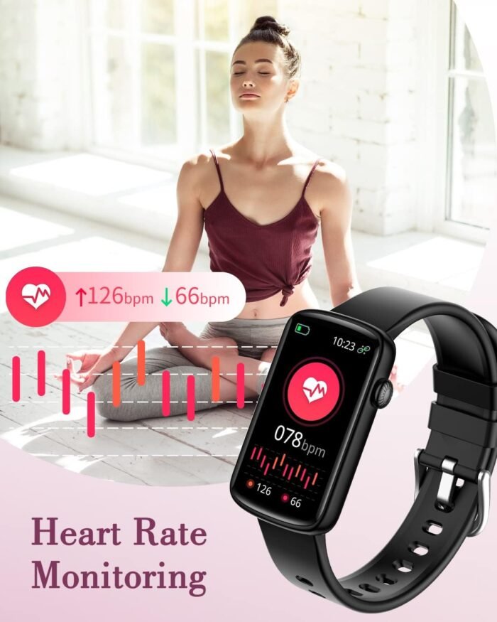 Fitness Watches for Women, LYNN2 Fitness Tracker with Heart Rate Monitor Blood Oxygen/Sleep Tracker Pedometer, Slim Step Tracker Watch for iOS/Android Phones Waterproof (Black) - Image 7
