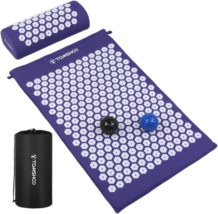 TOMSHOO Acupressure Set, Acupressure Mat and Pillow with 2pcs Massage Balls- Pain Relief Therapy Muscle Back Neck with Travel Bag for Men and Women - Image 2