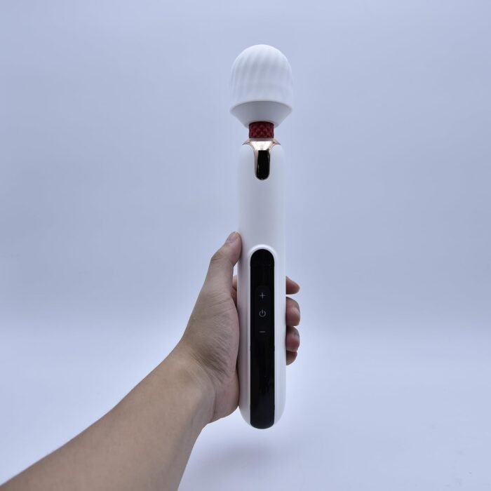 Electric Back Massager, Handheld Deep Massager Muscle Relaxation, Long Handle, Big, Cordless, Rechargeable with Multiple Speeds, White - Image 2