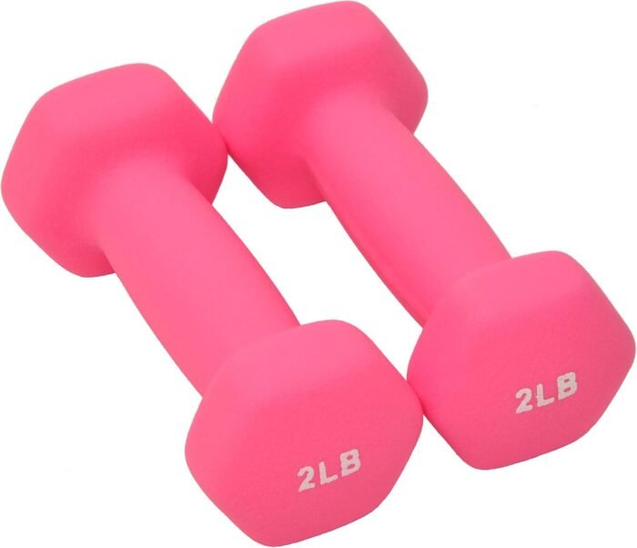 Signature Fitness Neoprene Dumbbell Hand Weights, Anti-Slip, Anti-roll, Hex Shape Colorful, 20-Pound Set: 2LB, 3LB, 5LB Pair of Each - Image 6
