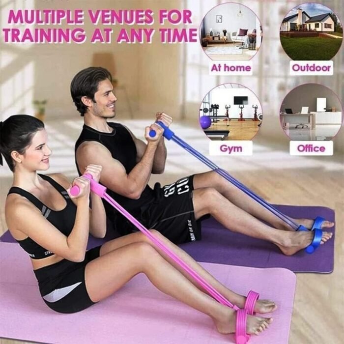 21 Fitness Resistance Bands - 4 Tube Pedal Ankle Puller, Yoga Handle Bands Exerciser Multifunction Trainer Tension Rope for Body, Abdomen, Waist, Arm, Tummy Exercise Stretching Training ( Color : Ash - Image 4