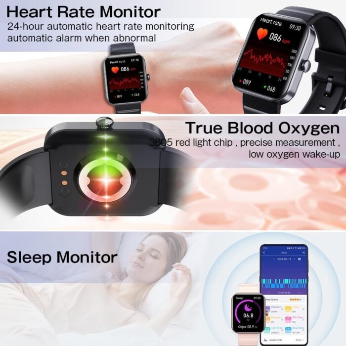 Smart Watch Smartwatch Activity Tracker 2024 Fashion Bluetooth Sports Watch for iOS Android Phones with Sleep/Blood Pressure/Health Monitor/Pedometer IP67 Waterproof - Image 3