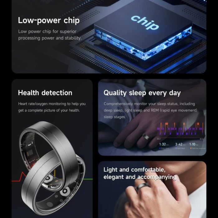 KppeX Smart Health Ring X1 Kit-Sleep Tracking Wearable - Heart Rate - Fitness Tracker - Up to 5 Days of Battery Life-IP68 Waterproof-No Subscription Fee for iOS and Android-X# Steel Color (X1-11#V) - Image 3