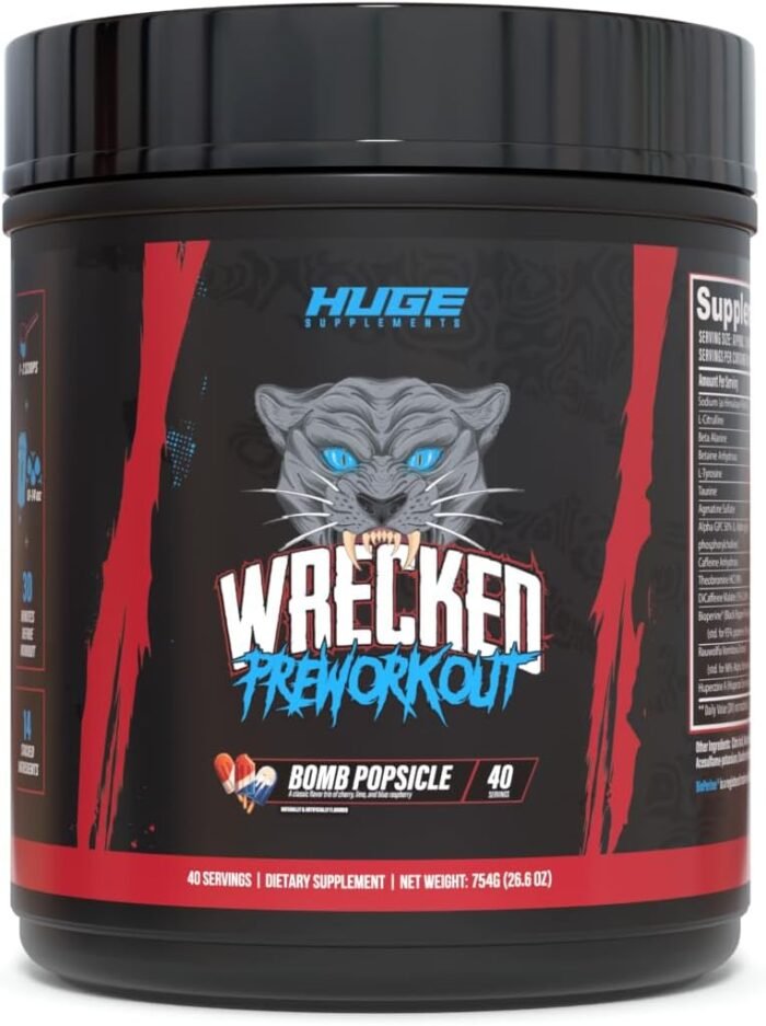 Wrecked Pre Workout Powder, Advanced Formula, Boosts Energy, Focus, Pumps & Performance, 10g L-Citrulline, 6.4g Beta Alanine, 5g Tyrosine, 1g Alpha GPC, 375mg Fast-Acting Caffeine & More (40 Servings) - Image 2