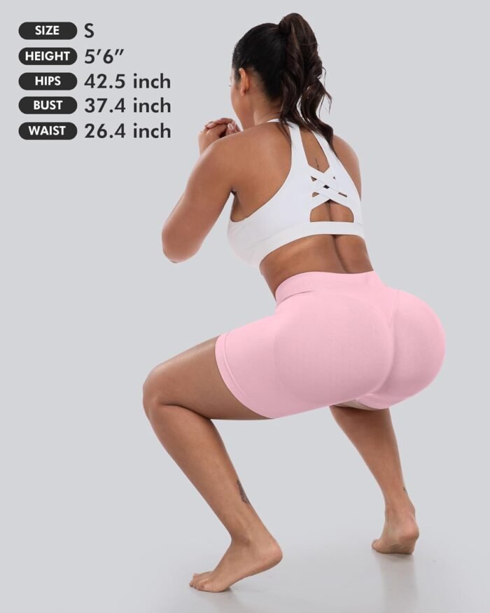 CHRLEISURE Workout Gym Biker Shorts, High Waisted Butt Lifting Scrunch Butt Sports Seamless Shorts Sets 4 Piece - Image 7