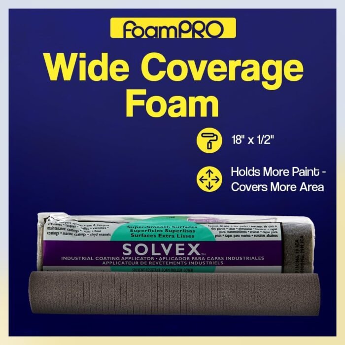 FoamPRO 37 ICA Foam Paint Roller - 18" x 1/2" Slit-Foam Roller for Rough Surfaces - Durable, Solvent Resistant Foam - Image 3