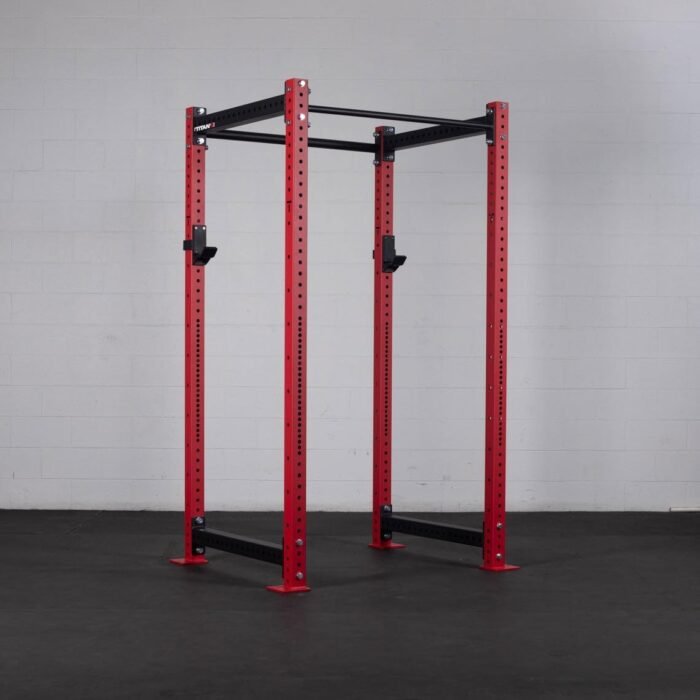Titan Fitness X-3 Series 80" Red Bolt-Down Power Rack, 24" Depth, Rackable 1650 LB Cage, 1.25" and 2" Pull Up Bars, Standard J-Hooks, Weight Plate Holders, Weightlifting and Strength Training - Image 3