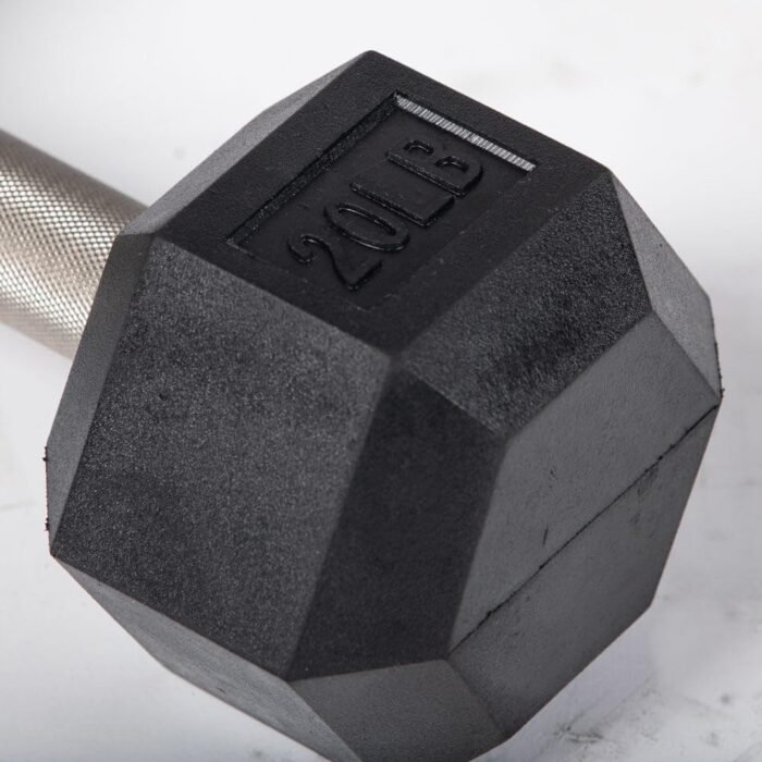 Titan Fitness Pair Free Weights, Black Rubber Coated Hex Dumbbell, Straight Stainless Steel Handle, Strength Training, Full Body Workout - Image 4