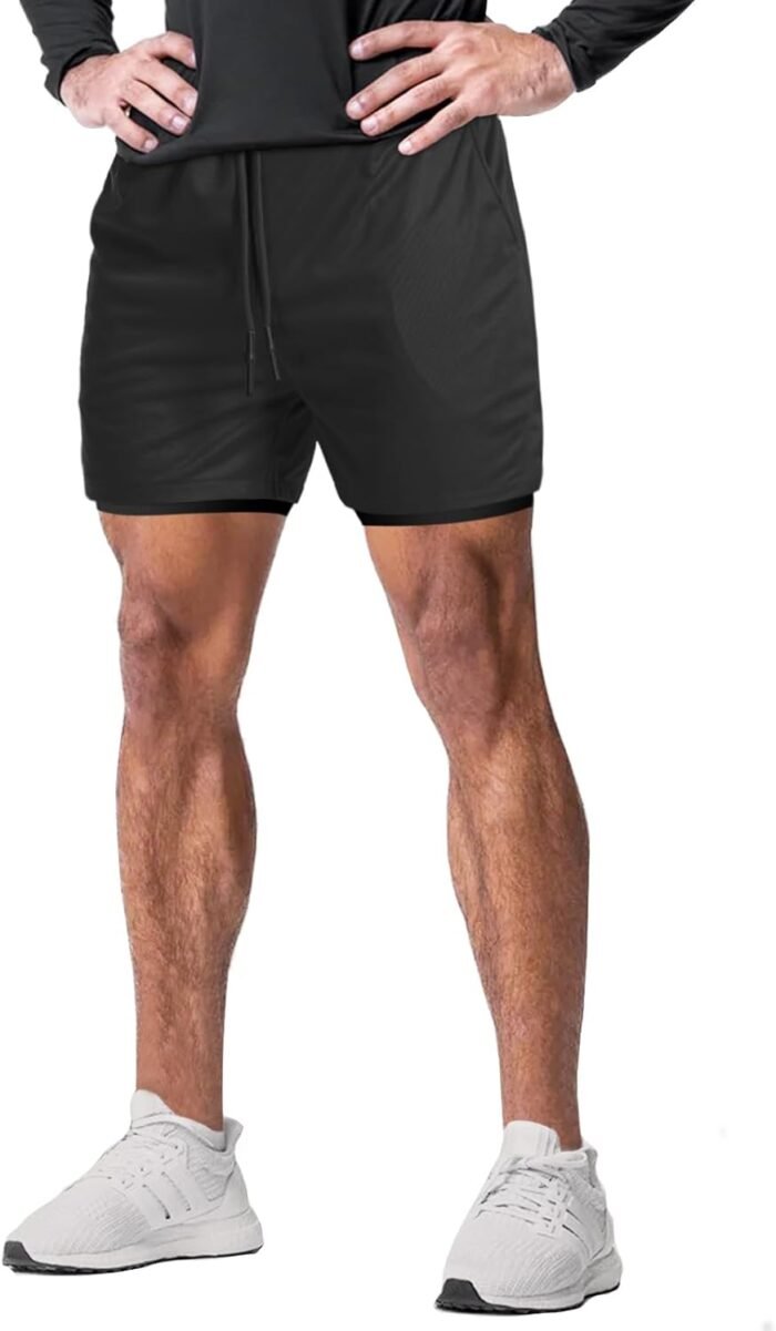 Aolesy Men's Gym Shorts with Liner - 5” Lightweight Running Shorts Mesh Workout Athletic Shorts with 5 Pockets - Image 7