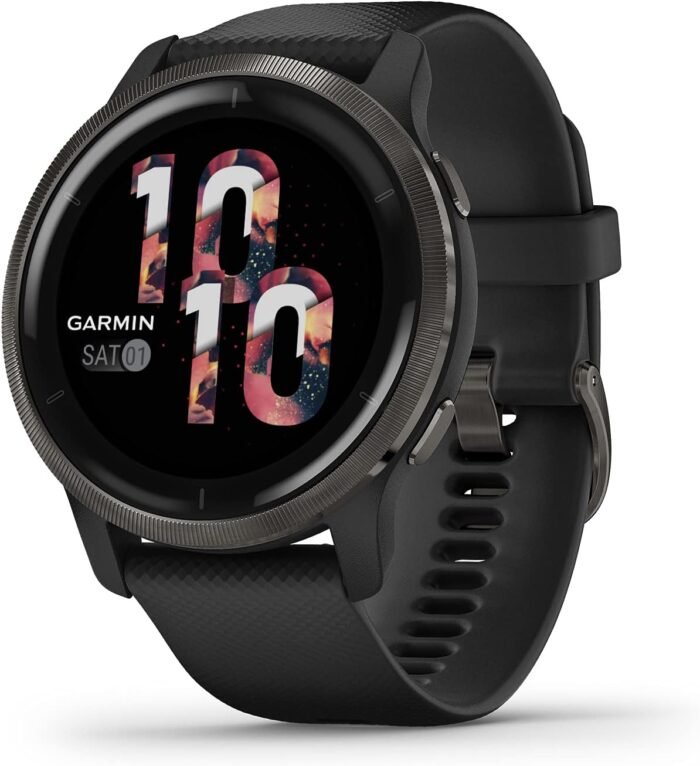 Garmin Venu 2, GPS Smartwatch with Advanced Health Monitoring and Fitness Features, Slate Bezel with Black Case and Silicone Band , 27.9 mm (Renewed) - Image 2