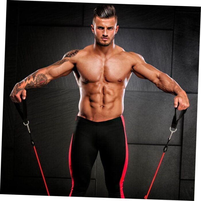 Garneck 4pcs Resistance Band Handles Plastic D Ring Exercise Strap Foam Handle Band Fitness Equipment for Home Gym Overhead Strength Training Stretching Black - Image 8