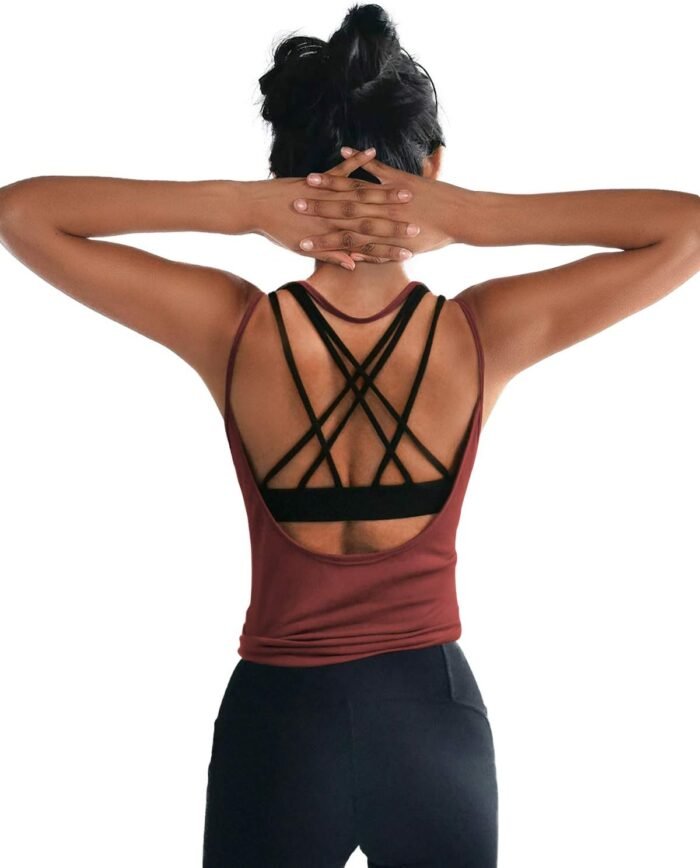 OYANUS Womens Summer Workout Tops Sexy Backless Yoga Shirts Open Back Activewear Running Sports Gym Tank Tops - Image 2