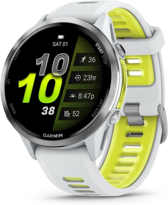 Garmin Forerunner 970 Running Smartwatch, GPS Fitness Watch for Men and Women, Titanium with Whitestone Case and Whitestone/Translucent Amp Yellow Band​​ + Access 600 Fitness Monitor, XS-S​​ + More - Image 3