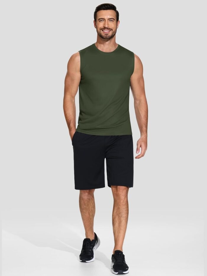 Men's 5 Pack Dry Fit Quick Dry Tech Performance Sleeveless T Shirts Mesh Workout Gym Muscle Running Tank Tops - Image 6