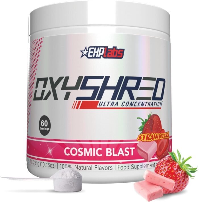 EHP Labs OxyShred Pre Workout Powder - Preworkout Powder with L Glutamine & Acetyl L Carnitine, Energy Boost Drink - Cosmic Blast, 60 Servings - Image 2