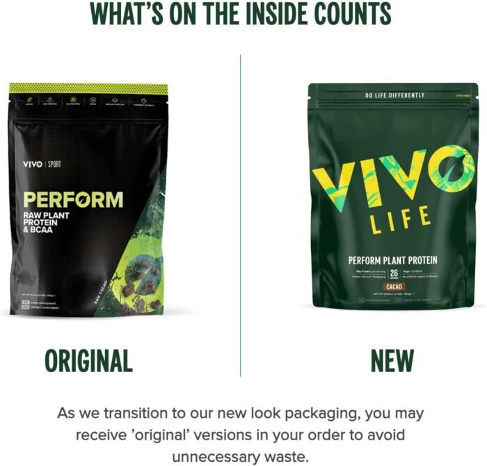 Vivo life Perform Plant Protein Powder - Vegan Strawberry & Vanilla, 26 Servings - 988g (34.85oz) - Pea & Hemp Protein Blend with BCAA - Image 7