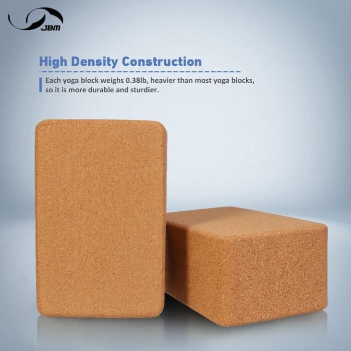 JBM 2 Pack Yoga Blocks with Strap Cork Yoga Block Yoga Brick, Heavy-duty Cork Yoga Block to Support and Deepen Poses - Image 3