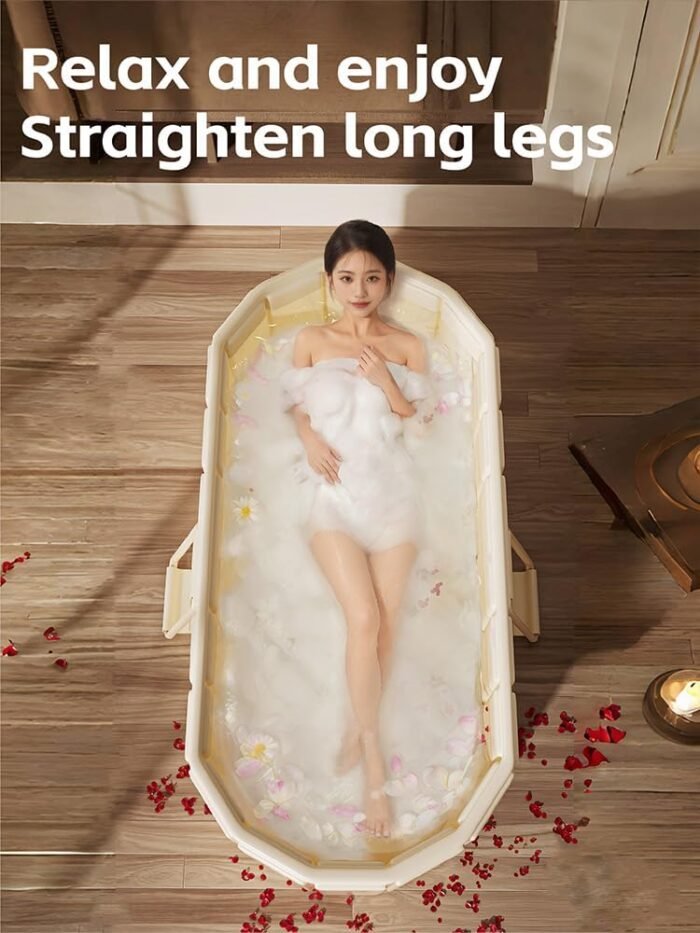 Portable Collapsible Foldable Ice Bath Tub, Non-Inflatable PVC Folding Soaking bathtub, Freestanding Large Spaces, Suitable for Home Outdoor Gyms (Cold/Hot Universal) (Pink) - Image 5