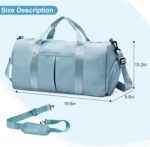 ZGWJ Sports Gym Bag with Wet Pocket & Shoes Compartment, Waterproof Shoulder Weekender Bag for Women and Men Swim Sports Travel Gym Bag Lightweight and easy Carry on Light Blue - Image 3