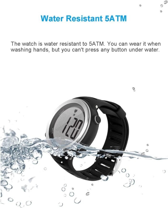 EZON Heart Rate Monitor and Chest Strap, Exercise Heart Rate Monitor, Sports Watch with HRM, Waterproof, Stopwatch, Hourly Chime T007 - Image 5