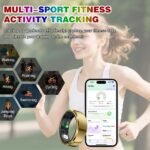 2025 Smart Ring with Air Gesture Control,Heart Rate&Sleep Monitor -Stylish Fitness Ring for Men&Women,IP68 Waterproof,Activity Tracker Records Steps Distance,Compatible with Android&iOS (Gold, 11#) - Image 5
